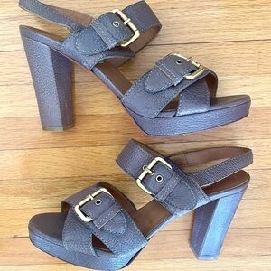 L’AUTRE CHOSE Italian Plum Leather Women's SANDALS size 10 (41),